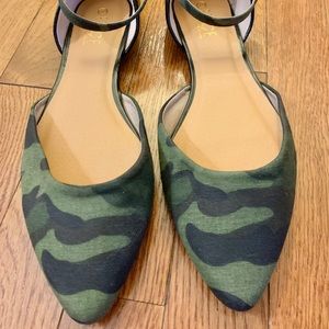 Forever 21 Camouflage Pointed Flat w/ Ankle Strap